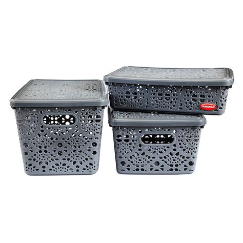 Nayasa Flower Storage Basket Set (Pack of 3) : Amazon.in: Home & Kitchen