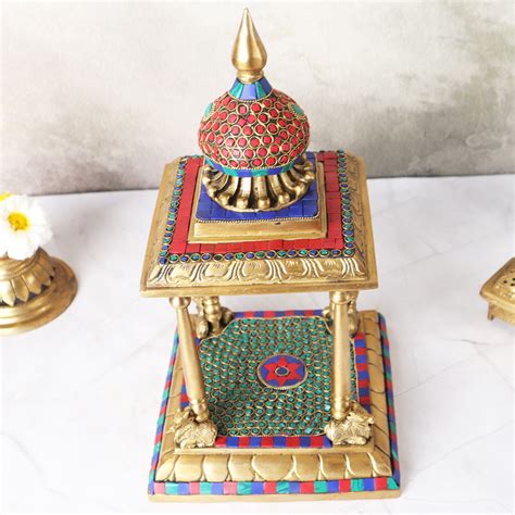 The Advitya | Brass temple With Nandi In Mosaic work