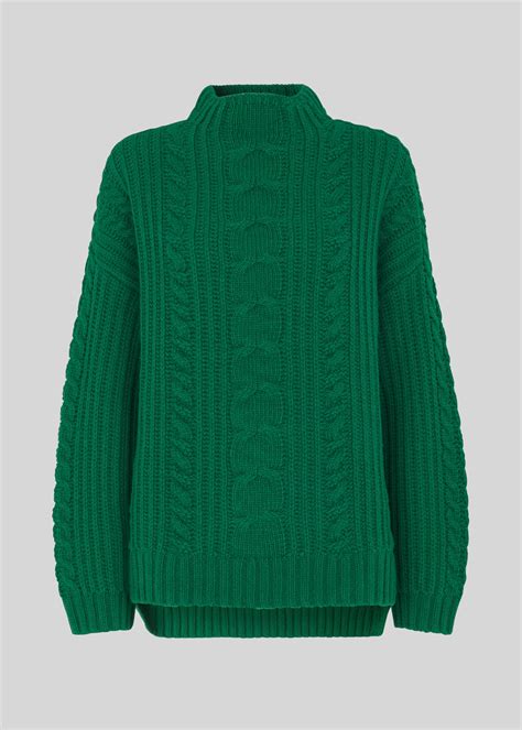 Green Oversized Chunky Cable Sweater | WHISTLES