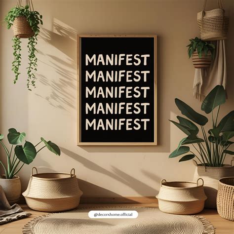 Manifest Repeated Typography Poster – Minimal Motivational Wall Art ...
