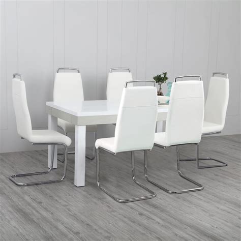 Buy Alabaster 6 Seater Dining Table Set with 6 Chairs - White from Home ...