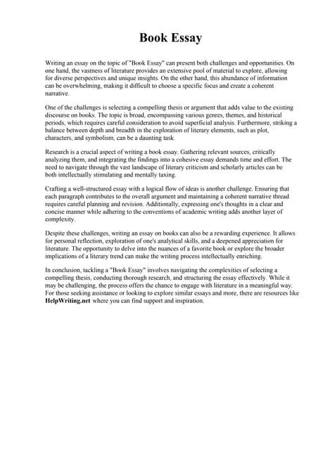 Image result for Essay Over a Book Example