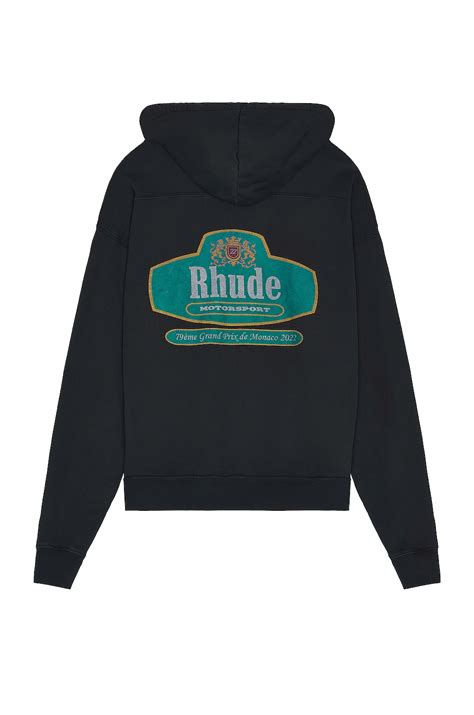 Rhude Racing Crest Hoodie in Vintage Black | REVOLVE