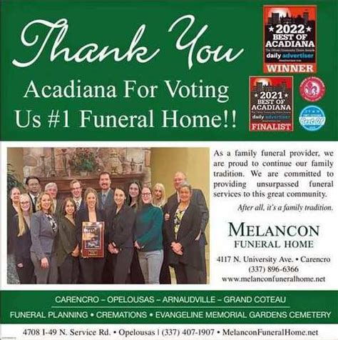 Melancon Funeral Home Inc. | Carencro, Opelousas, LA
