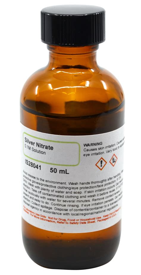 Silver Nitrate Solution, 0.1M, 50mL - The Curated Chemical Collection ...