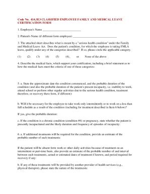 Fillable Online 414.3E3 - Classified Employee Family & Medical Leave ...