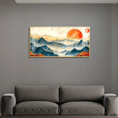 Sunrise In Mountains Glass Finish Horizontal Wall Art - Davinciya
