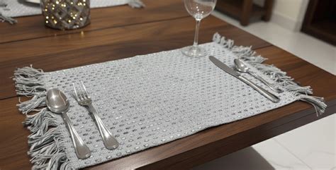 Silver Woven Fringe Placemats – Set of 4 – Amaré