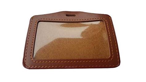 WristID™ PU Leather Clear ID Window ID Badge Holder Horizontal ID Card ...