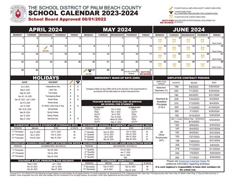 Palm Beach County School Calendar 2023-2024