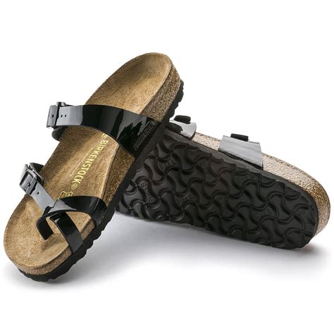 BIRKENSTOCK Mayari Birko-Flor Nubuck Sandal - Black Patent