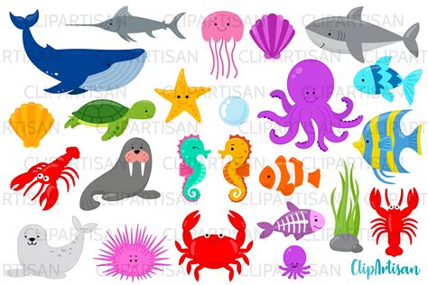 Sea Creatures Clipart Graphic by ClipArtisan · Creative Fabrica