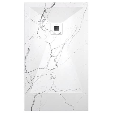 Receveur de douche Marbre Blanc , finition Lisse Stone 3D, grille de ...