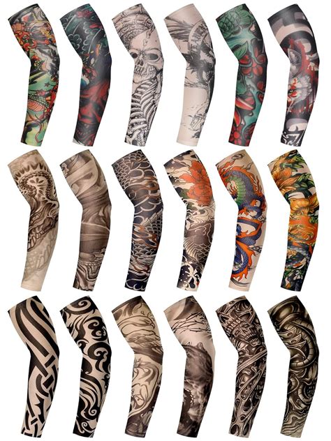 Buy 18 Pcs Tattoo Sleeves for Men Arm Sleeves Temporary Tattoo Sleeves ...