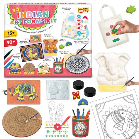 Little Berry Indian Art Forms Kits – 3 in 1 Indian Art Forms Kit ...