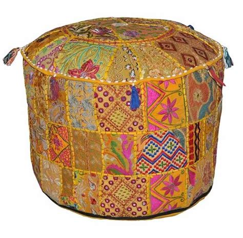 Ottoman Pouf Cover - Round Pouf Mandala Floor Meditation Cushion, Large ...