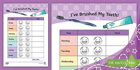 Sparkling Smiles - Brushing My Teeth Chart (teacher made)