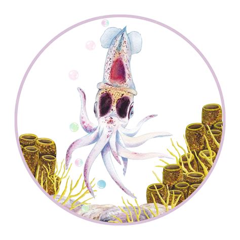 Un conjunto de ilustraciones en acuarela manta raya calamar medusa ...