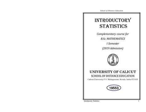 Introductory Statistics in Mathematics - School of Distance Education ...