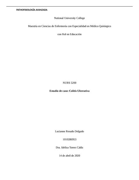 Cancer de colon - Capstone Change Project Objectives - PATHOFISIOLOGÍA ...