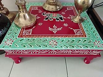 Rajasthan Art and Craft Wooden Chowki | Floral Painting Decorative ...