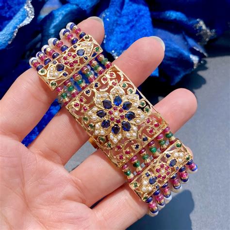 Ethnic Indian Bracelet | Gold Plated on Silver | Classic Jadau Dasti B