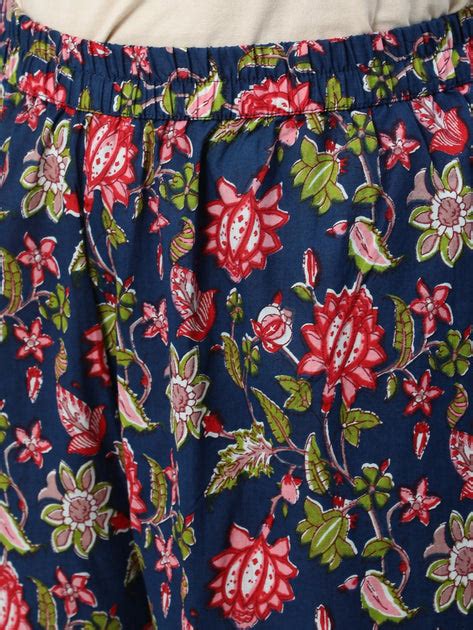 Women Blue Printed Flared Kurta With Trouser & Dupatta – Nayo Clothing