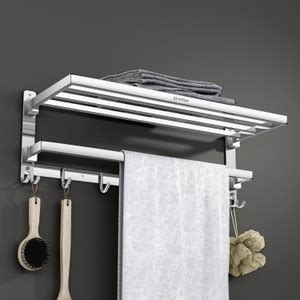 Plantex Folding Towel Rack with Hooks for Bathroom/24 Inch Towel Hanger ...