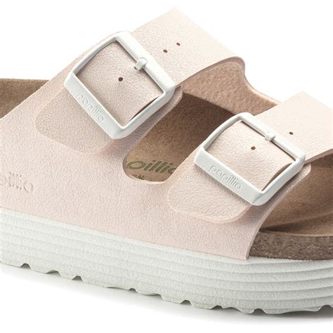 BIRKENSTOCK Arizona Platform Vegan Birko-Flor Nubuck Sandal - Light Rose