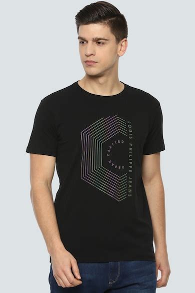 Buy Men Black Graphic Print Crew Neck T-shirt Online - 700523 | Louis ...