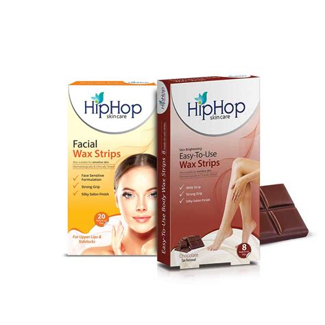 HipHop Facial Wax Strips (Argan Oil, 20 Strips) + Body Wax Strips (Cho ...