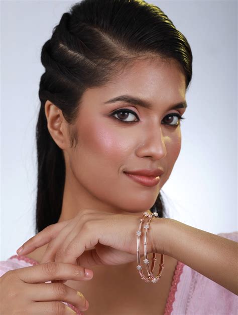 Set Of 2 Rose Gold-Plated & White American Diamond Studded Elegant Flo