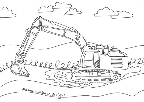 FREE! Colouring in page of a DIGGER — emma wallace designs