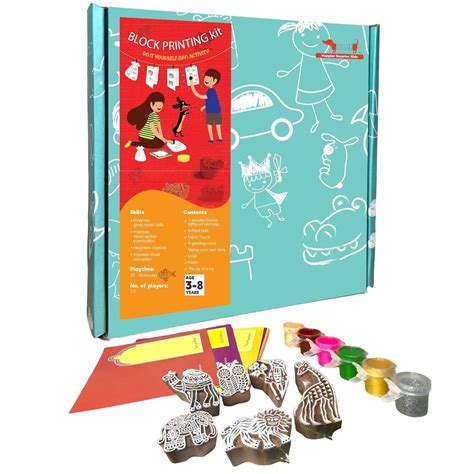 CocoMoco Kids DIY Art and Craft Kit for Kids - Wooden Stamps for Kids ...