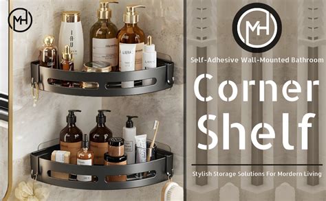 MorivaHomes Self-Adhesive Wall-Mount Bathroom Corner Shelf Rack ...