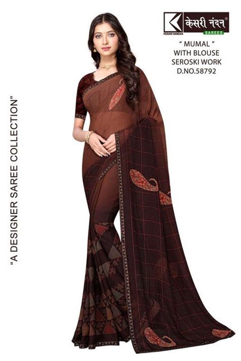 Kesari Nandan Mumal Kn-M58792 Brown Georgette Saree – SANSKAR