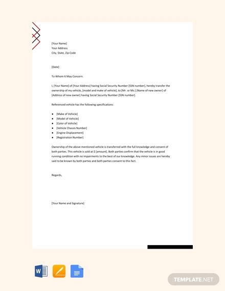 Image result for Vehicle Transfer Request Letter Format