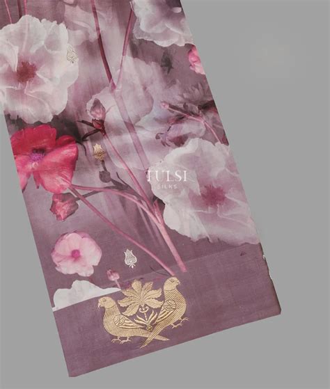Buy Purplish Grey Banaras Kathan Silk Saree T658093