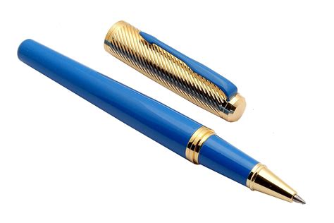 Ledos Dikawen 8077 Golden & Blue Metal Body Rollerball Pen Arrow Clip ...