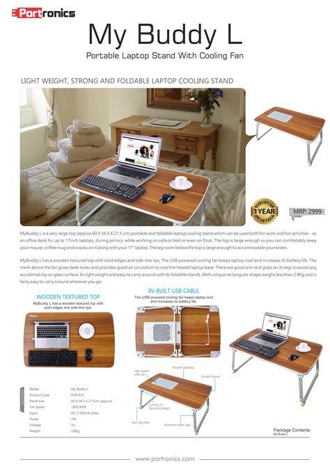 Shop Portronics My Buddy L Foldable Laptop Table Online