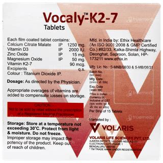 Vocaly K2 7 Tablet 15 - Uses, Side Effects, Dosage, Price | Truemeds