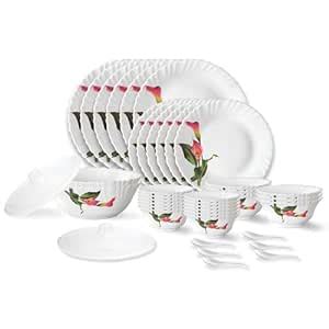 Larah by Borosil Stargazer Fluted Series Opalware Dinner Set | 40 ...