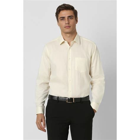 Buy Van Heusen Men Yellow Regular Fit Solid Full Sleeves Wedding Shirt ...