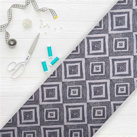 White And Black Geometric Pattern Digital Print Crepe Fabric – Fabmyntra
