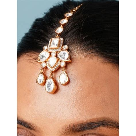 Buy Abdesigns Elite Gold Plated Polki Kundan Studded Maangtikka Online