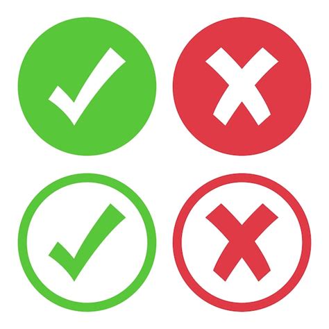 Check and cross marks in circles set | Free Vector