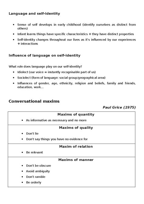 Language and Self-Identity: Insights and Theories for LING101 - Studocu
