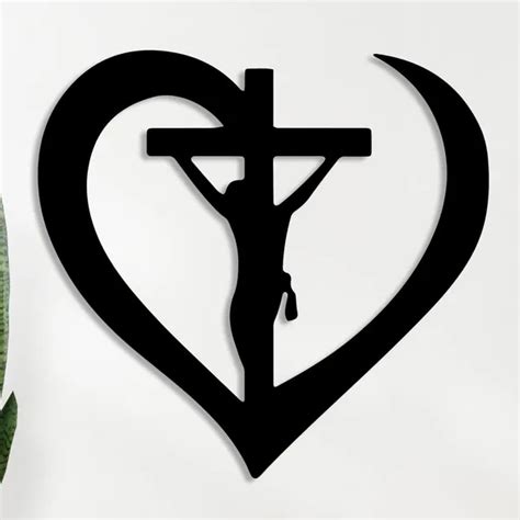 BLIND SHOP Black Crucifixion Of Jesus In Abstract Heart - Modern ...