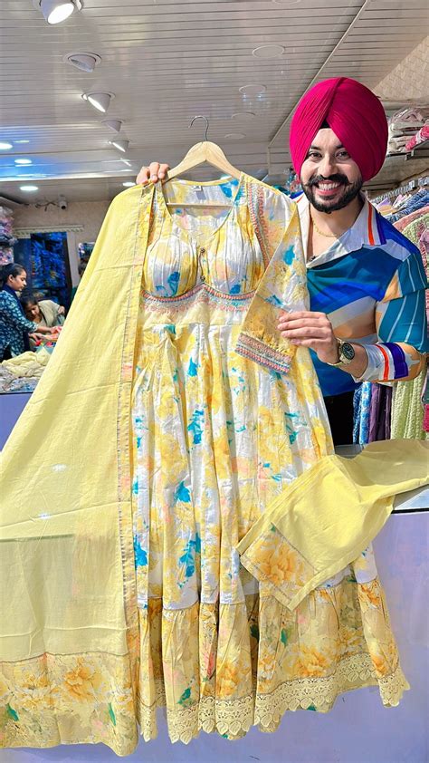 yellow pure Cotton Padded Anarkali suit with Beautiful Cotton Duppata