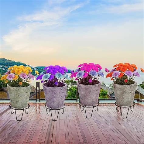 Oriley Plant Round Stand Galvanised Metal Flower Pot Holder Indoor ...